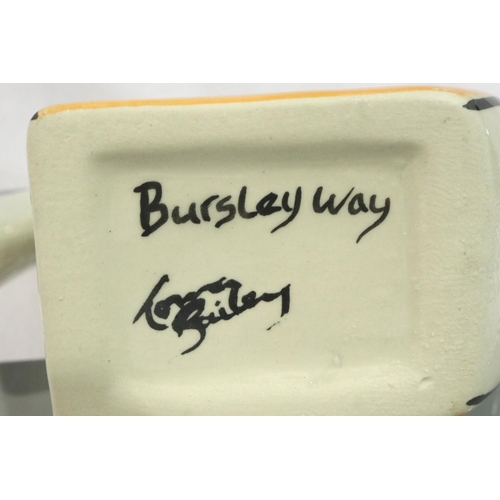 216 - Lorna Bailey teapot in the Bursley Way pattern, H: 17 cm. No cracks, chips or visible restoration. P... 