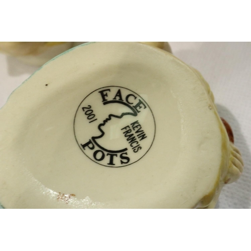 225 - Nine Kevin Francis face pots including Clarice Cliff, with certificates, largest H: 60 mm. P&P Group... 