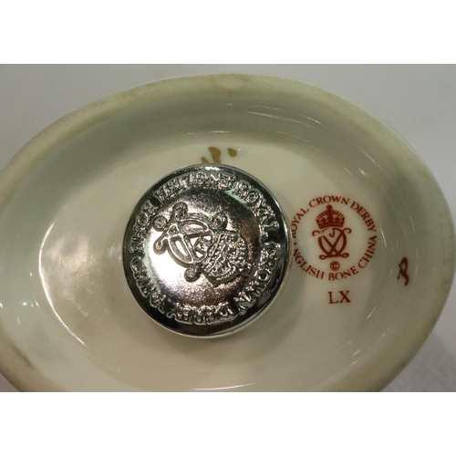 240 - Royal Crown Derby ladybird with silver stopper, L: 60 mm. No cracks, chips or visible restoration. P... 