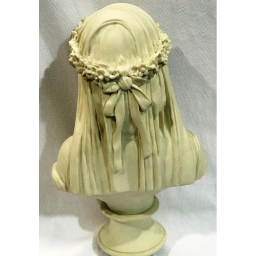 241 - Marble sculpture of the veiled lady by Chatsworth Pottery Arts Studio, H: 36 cm. No chips, cracks or... 