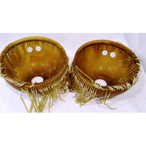 254 - Pair of 1930s Art Deco amber light shades, D: 22 cm. P&P Group 3 (£25+VAT for the first lot and £5+V... 