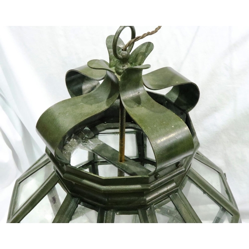 262 - Large metal and glass hanging lamp, H: 85 cm. All electrical items in this lot have been PAT tested ... 