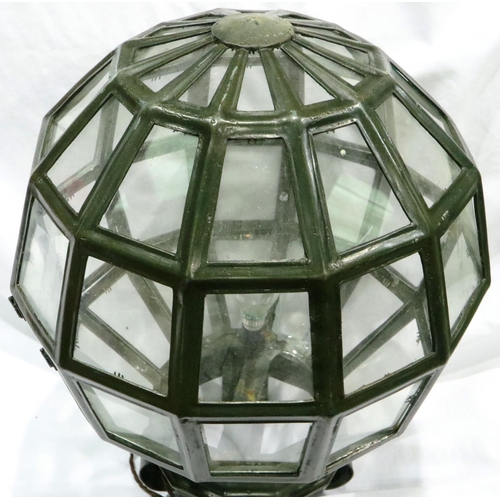 262 - Large metal and glass hanging lamp, H: 85 cm. All electrical items in this lot have been PAT tested ... 