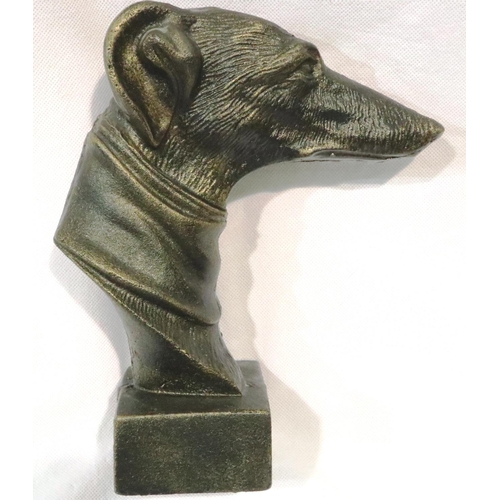 271 - Cast metal greyhound mount on plinth, H: 23 cm. P&P Group 3 (£25+VAT for the first lot and £5+VAT fo... 