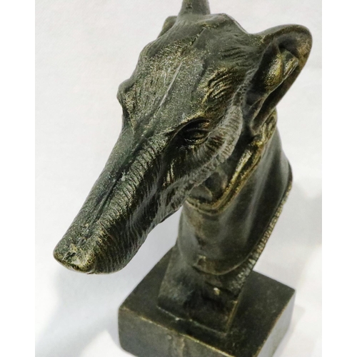 271 - Cast metal greyhound mount on plinth, H: 23 cm. P&P Group 3 (£25+VAT for the first lot and £5+VAT fo... 