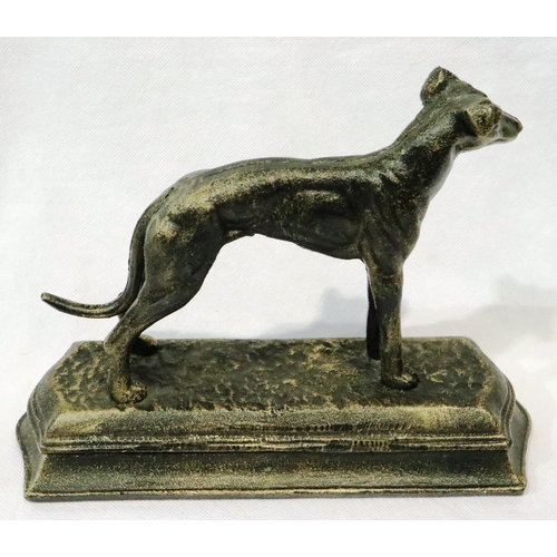 277 - Cast metal greyhound on stand, H: 18 cm. P&P Group 2 (£18+VAT for the first lot and £3+VAT for subse... 