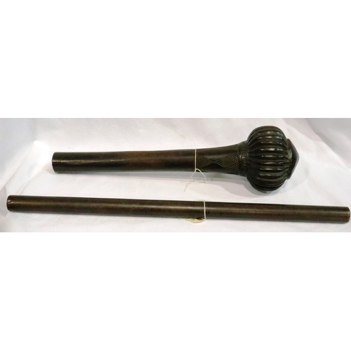 293 - Fijian Tribal throwing club, L: 48 cm and staff, L: 61 cm. P&P Group 1 (£14+VAT for the first lot an... 