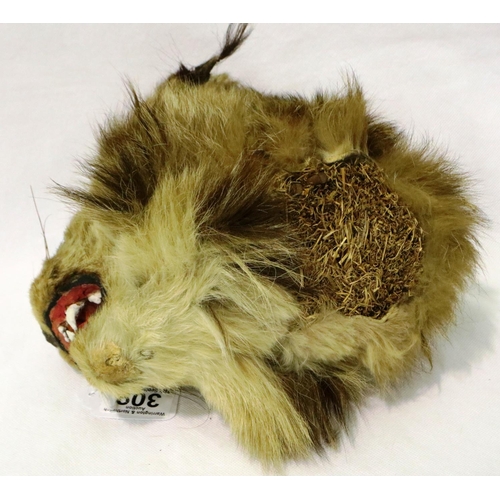 309 - Taxidermy Lynx head with glass eyes, L: 20 cm. P&P Group 3 (£25+VAT for the first lot and £5+VAT for... 