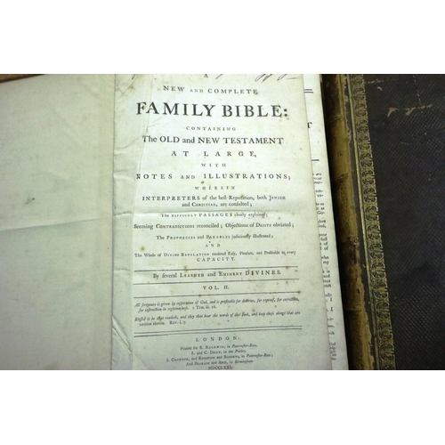 336 - 1770 new and complete family Bible with notes, illustrations printed for R Baldwin London, in two vo... 