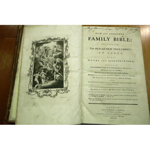 336 - 1770 new and complete family Bible with notes, illustrations printed for R Baldwin London, in two vo... 