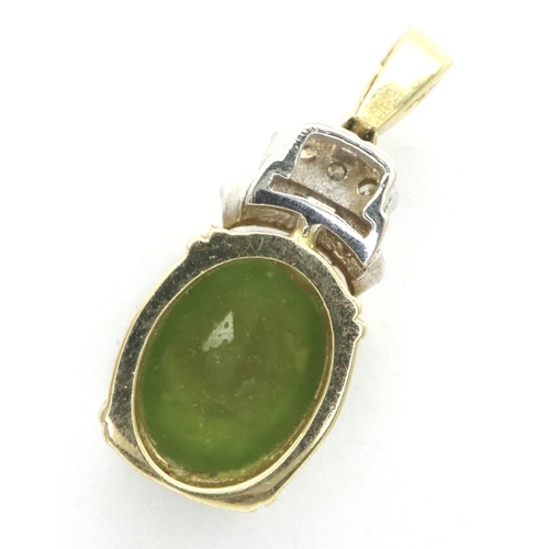 11A - Presumed 9ct gold peridot and diamond set pendant, indistinctly marked, L: 20 mm, 2.2g. P&P Group 1 ... 