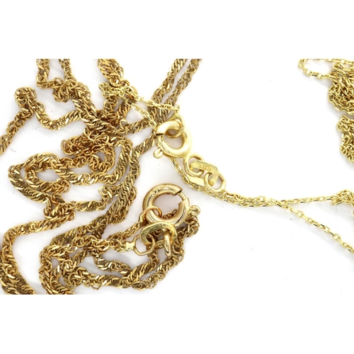 27A - Two 9ct gold fine chains, 2.6g. P&P Group 1 (£14+VAT for the first lot and £1+VAT for subsequent lot... 