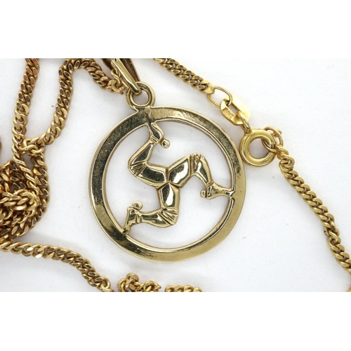 35A - 9ct gold Isle of Man pendant necklace, L: 20 mm, 5.9g. P&P Group 1 (£14+VAT for the first lot and £1... 