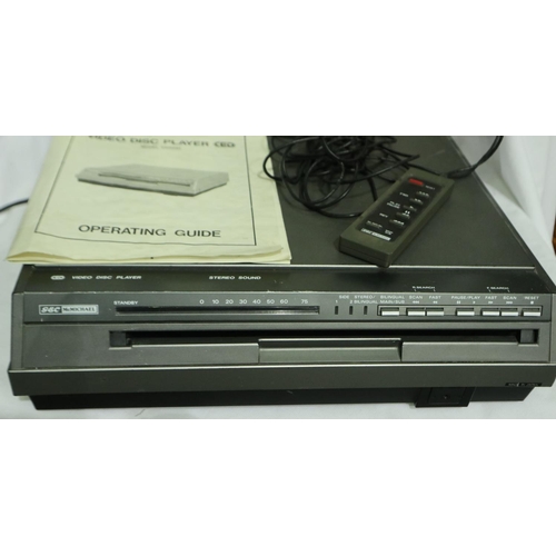 363 - GEC McMichael stereo video disc player model V5000H with seven discs, remote control, power supply a... 