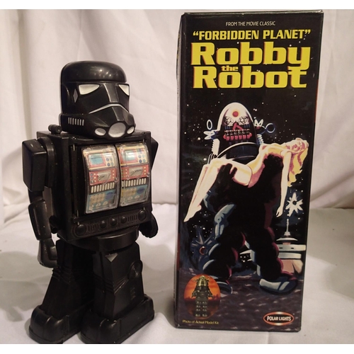 2168 - Polar lights Robby the Robot plastic kit, appears complete, unstarted, plus battery operated robot, ... 