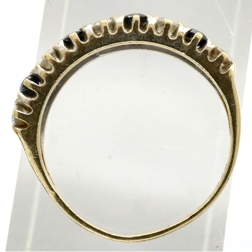 15 - 9ct gold ring set with sapphire and CZ, size L/M, 1.6g. P&P Group 1 (£14+VAT for the first lot and £... 