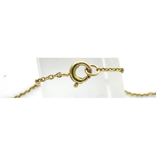 2 - 9ct gold fine chain mounted Jade pendant, H: 21 mm, 3.8g. P&P Group 1 (£14+VAT for the first lot and... 