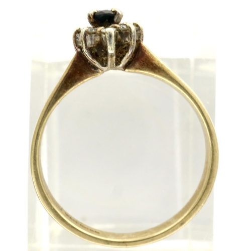 23 - 9ct gold ring set with sapphire and diamonds, size M, 1.9g. P&P Group 1 (£14+VAT for the first lot a... 