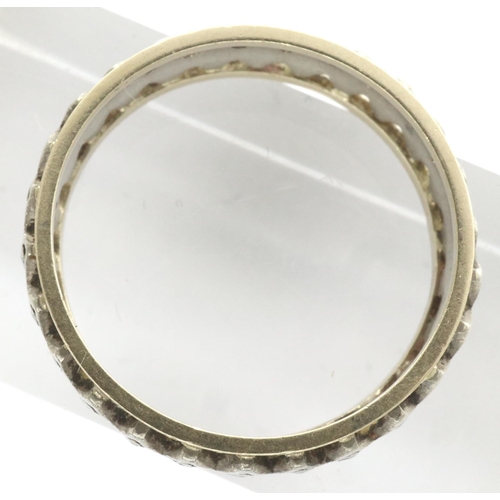 37 - 9ct gold and silver diamond set ring, size P, 2.6g. P&P Group 1 (£14+VAT for the first lot and £1+VA... 