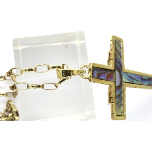 46 - Silver 925 gilt ornate cross pendant and neck chain, chain L: 34 cm, combined 9.0g. P&P Group 1 (£14... 