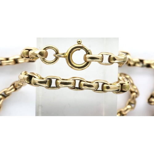 47 - 9ct gold link chain, L: 70 cm, 14.8g. clasp fully functional, no dents or visible damage. P&P Group ... 