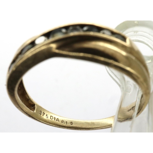 52 - 9ct gold ring set with diamonds, size N, 1.9g. P&P Group 1 (£14+VAT for the first lot and £1+VAT for... 