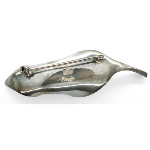 58 - Anton Michelsen silver leaf brooch in Georg Jensen box, L: 17 mm, 8.8g. P&P Group 1 (£14+VAT for the... 