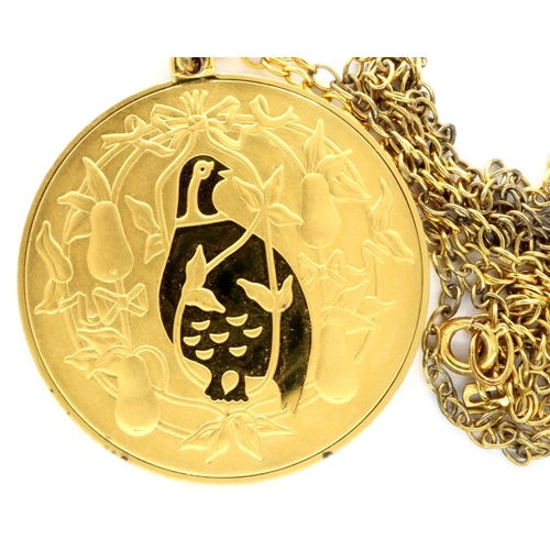 6 - John Pinches gold plated silver medallion and chain, chain L: 31 cm, combined 30g. P&P Group 1 (£14+... 