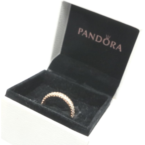 8 - Yellow metal Pandora stone set ring, Size K. P&P Group 1 (£14+VAT for the first lot and £1+VAT for s... 