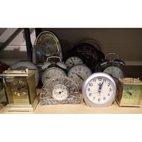 1015 - A quantity of wall and mantel clocks to include Carriage clock. Not available for in-house P&P