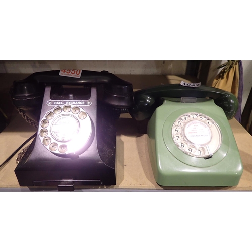 1042 - Two vintage GPO rotary telephones, one green one blue. P&P Group 2 (£18+VAT for the first lot and £3... 