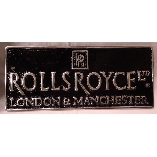 1063 - Aluminium Rolls Royce sign, W: 25 cm. P&P Group 1 (£14+VAT for the first lot and £1+VAT for subseque... 