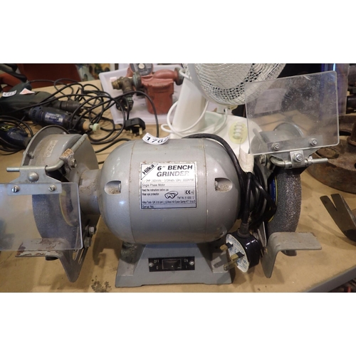 1762 - Hilka six inch two stone bench grinder. All electrical items in this lot have been PAT tested for sa... 