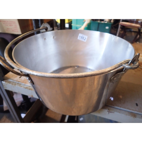 1862 - Aluminium jam pan, D: 35 cm. Not available for in-house P&P