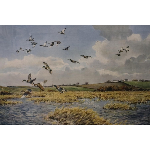 3001 - Hugh Monahan (Irish, 1914-1970): a pair of prints, Estuary scenes with wild birds in flight, each 61... 