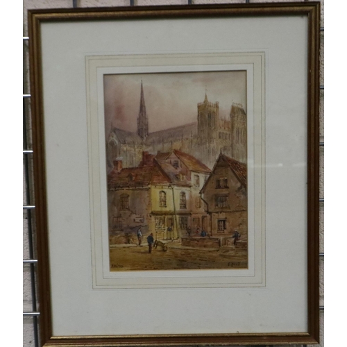 3006 - Edward W Nevil (b. 1800) watercolour, Amiens, 26 x 19 cm. Not available for in-house P&P