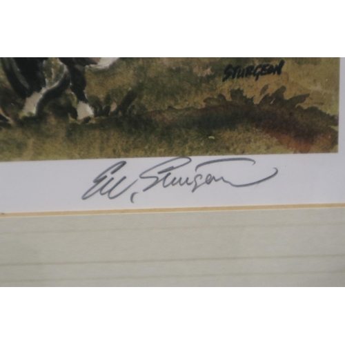 3010 - E R Sturgeon (20th century): pencil signed print, cricket scene, 36 x 68 cm. Not available for in-ho... 