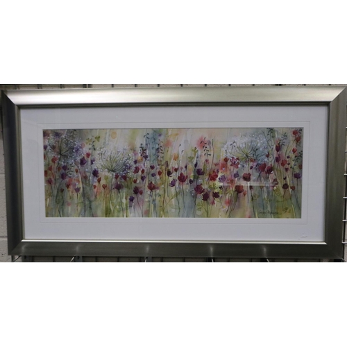 3018 - Catherine Stephenson (Yorkshire Contemporary): print, Spring Flora, 84 x 30 cm. Not available for in... 