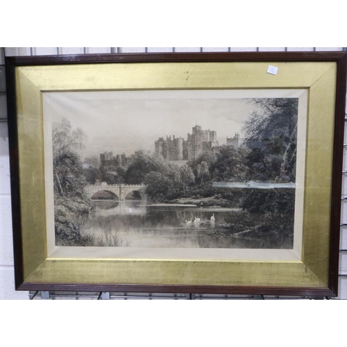 3019 - David Law (1831-1902): pencil signed monochrome engraving, Richmond Castle, 71 x 64 cm. Not availabl... 