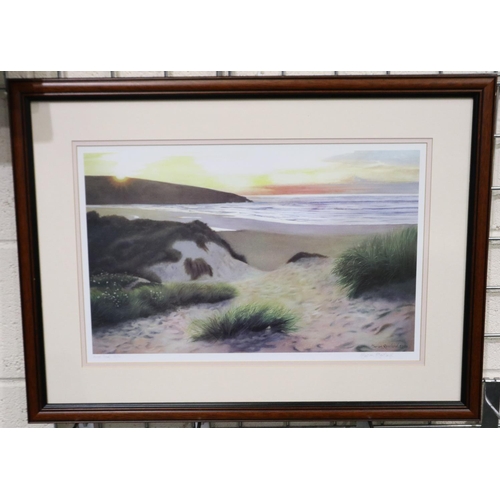 3021 - Marion Rowland (20th century): pencil signed artist proof print of Crantock Beach, Cornwall, circa 2... 