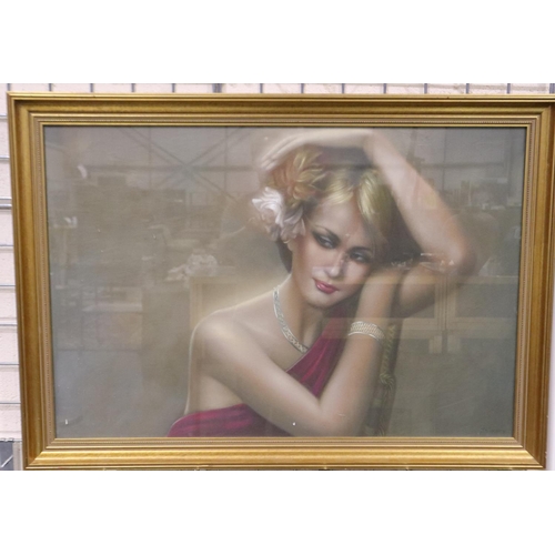 3029 - Y S Wang (20th century): pastel, portrait of a young woman, 88 x 58 cm. Not available for in-house P... 