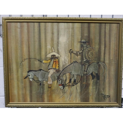 3039 - Colin Paynton (20th century): colour print, Don Quixote and Pancho Sanza, 55 x 75 cm. Not available ... 