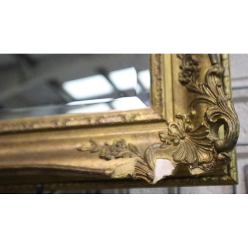 3042 - A 19th century gilt framed bevelled edge mirror, some losses to lower corners, 100 x 71 cm. Not avai... 