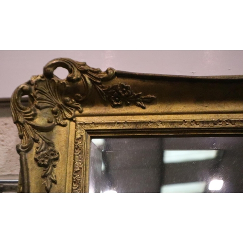 3042 - A 19th century gilt framed bevelled edge mirror, some losses to lower corners, 100 x 71 cm. Not avai... 