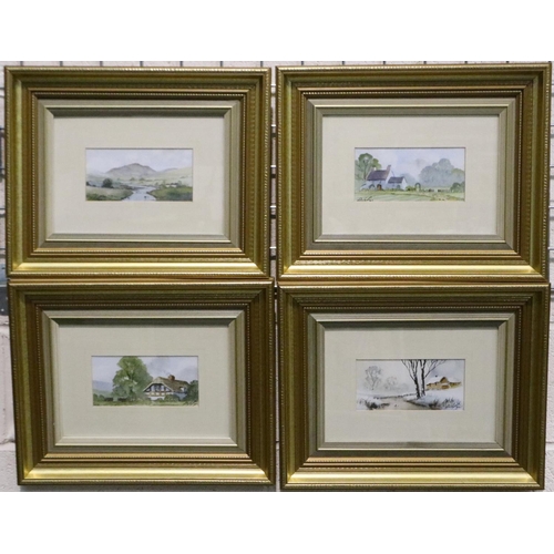 3043 - Digby Page (b.1945): a set of four watercolours, each 22 x 10 cm. Not available for in-house P&P