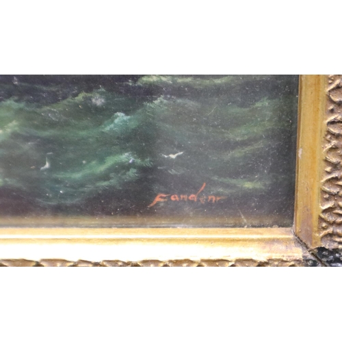 3045 - Two aged prints of sailing ships in ornate gilt frames largest overall, 47 x 39 cm. Not available fo... 