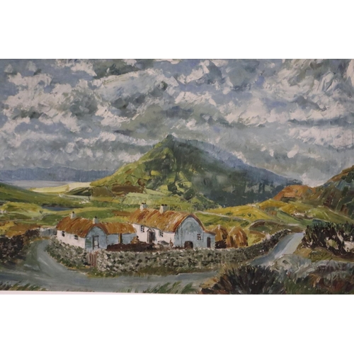 3060 - J Hart (20th century): oil on board, landscape with cottages, dated 68, 88 x 54 cm. Not available fo... 