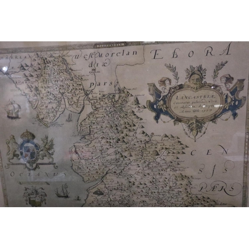 3061 - A collection of reprint antiquarian maps, including Saxtons Lancashire etc (8). P&P Group 2 (£18+VAT... 