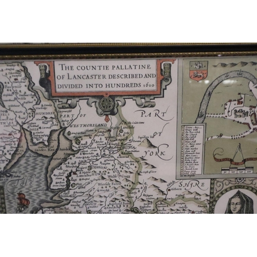 3061 - A collection of reprint antiquarian maps, including Saxtons Lancashire etc (8). P&P Group 2 (£18+VAT... 