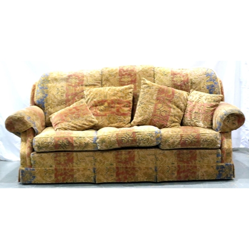 3084 - Modern moquette upholstered settee, L: 196 cm. Not available for in-house P&P